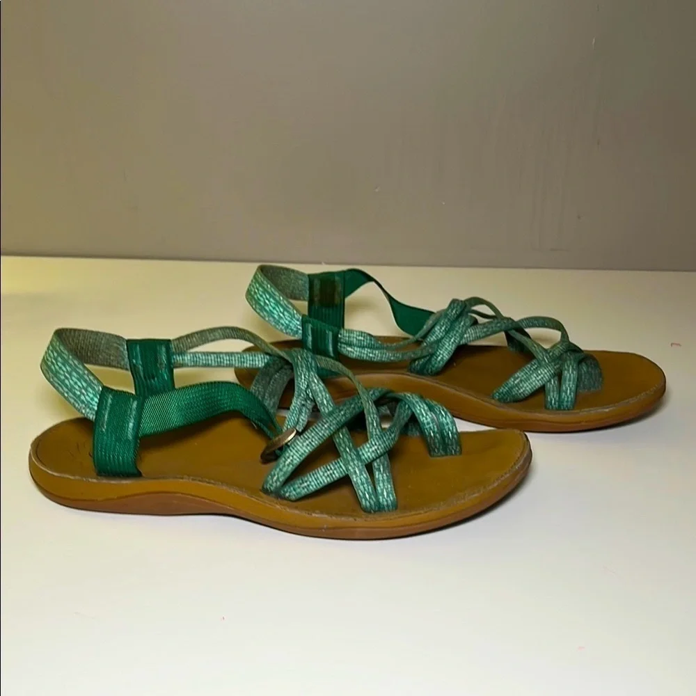 Chaco Green Strappy Sandals Women's Wide Size 10